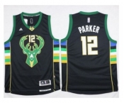 NBA Men Milwaukee Bucks #12 Jabari Parker Black Alternate Stitched Jersey
