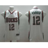 nba milwaukee bucks #12 parker white[revolution 30 swingman]