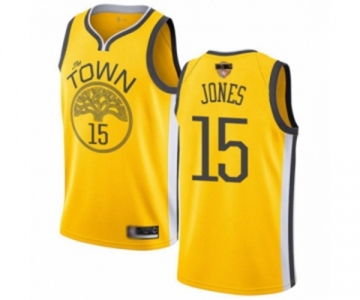 Golden State Warriors #15 Damian Jones Yellow Swingman 2019 Basketball Finals Bound Jersey - Earned Edition