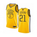 Golden State Warriors #21 Jonas Jerebko Yellow Swingman 2019 Basketball Finals Bound Jersey - Earned Edition
