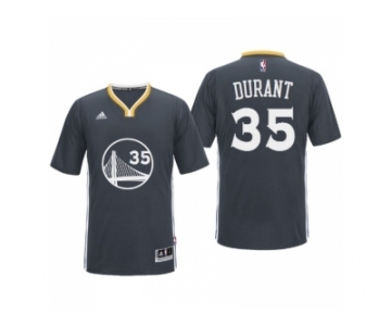 Golden State Warriors #35 Kevin Durant 2016 Alternate Black Sleeved Jersey