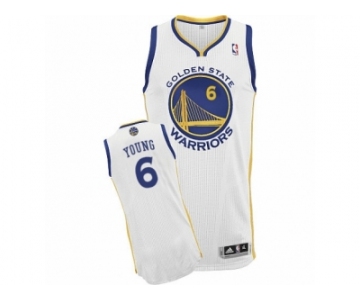Men Adidas Golden State Warriors #6 Nick Young Authentic White Home NBA Jersey
