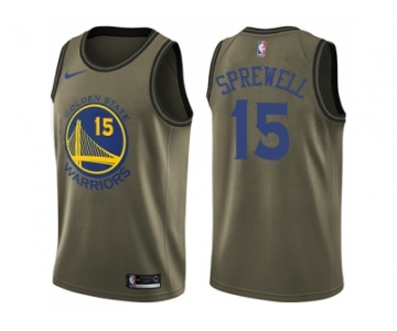 Men Nike Golden State Warriors #15 Latrell Sprewell Green Salute to Service NBA Swingman Jersey