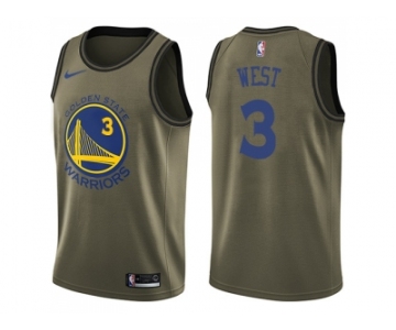 Men Nike Golden State Warriors #3 David West Green Salute to Service NBA Swingman Jersey