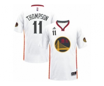 Men's Adidas Golden State Warriors #11 Klay Thompson Authentic White 2017 Chinese New Year NBA Jersey