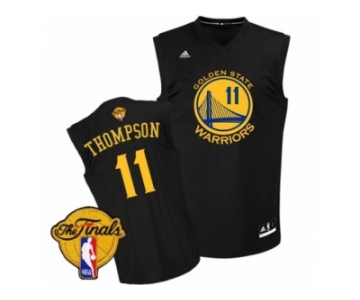 Men's Adidas Golden State Warriors #11 Klay Thompson Swingman Black Fashion 2017 The Finals Patch NBA Jersey
