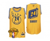 Men's Adidas Golden State Warriors #24 Rick Barry Swingman Gold Throwback The City 2017 The Finals Patch NBA Jersey