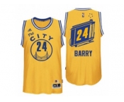 Men's Adidas Golden State Warriors #24 Rick Barry Swingman Gold Throwback The City NBA Jersey