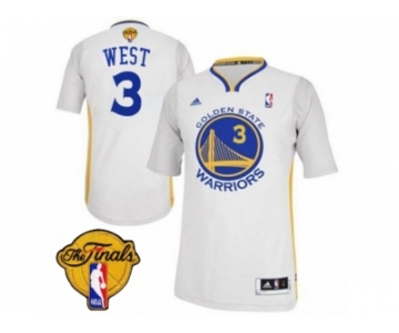 Men's Adidas Golden State Warriors #3 David West Authentic White Alternate 2017 The Finals Patch NBA Jersey