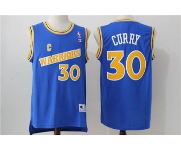 Men's Adidas Golden State Warriors #30 Stephen Curry Authentic Blue Throwback NBA Jersey