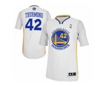 Men's Adidas Golden State Warriors #42 Nate Thurmond Authentic White Alternate NBA Jersey