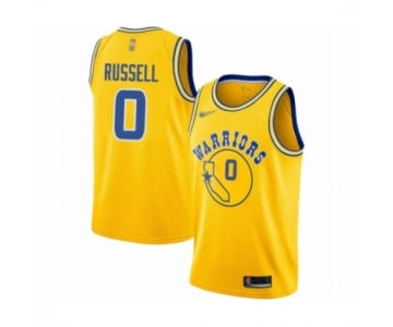 Men's Golden State Warriors #0 D'Angelo Russell Authentic Gold Hardwood Classics Basketball Jersey