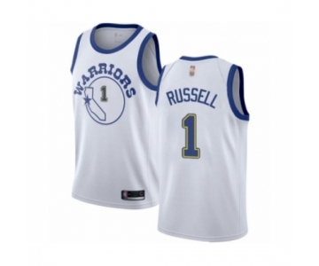 Men's Golden State Warriors #1 D'Angelo Russell Authentic White Hardwood Classics Basketball Jersey
