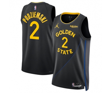 Men's Golden State Warriors #2 Brandin Podziemski Black 2024-25 Statement Edition Stitched Basketball Jersey