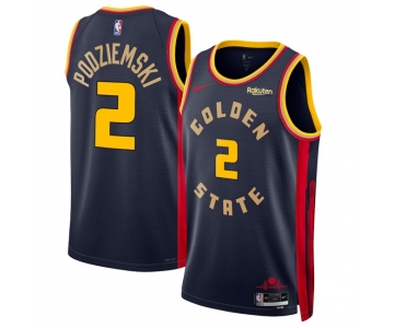 Men's Golden State Warriors #2 Brandin Podziemski Navy 2024-25 City Edition Stitched Basketball Jersey
