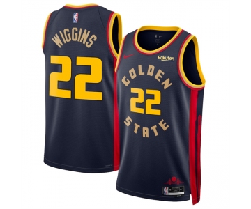 Men's Golden State Warriors #22 Andrew Wiggins Navy 2024-25 City Edition Stitched Basketball Jersey