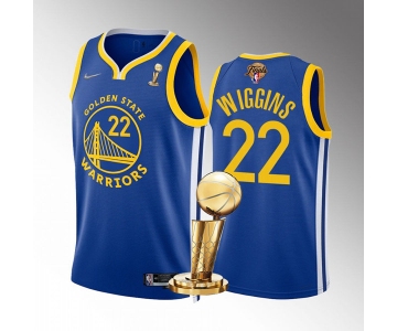 Mens Golden State Warriors #22 Andrew Wiggins Royal 2022 NBA Finals Champions Stitched Jersey