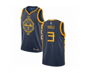Men's Golden State Warriors #3 Jordan Poole Authentic Navy Blue Basketball Jersey - City Edition