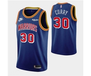 Men's Golden State Warriors #30 Stephen Curry 75th Anniversary Blue Stitched Basketball Jersey