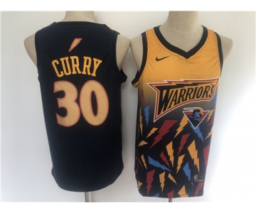 Men's Golden State Warriors #30 Stephen Curry Black Salute Edition 2021 New Basketball Jersey