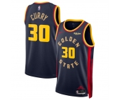 Men's Golden State Warriors #30 Stephen Curry Navy 2024-25 City Edition Stitched Basketball Jersey