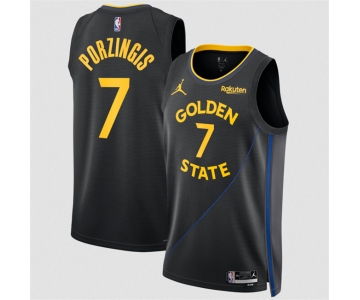 Men's Golden State Warriors #7 Kristaps Porzingis Black 2026 Statement Edition Stitched Basketball Jersey