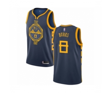Men's Golden State Warriors #8 Alec Burks Authentic Navy Blue Basketball Jersey - City Edition