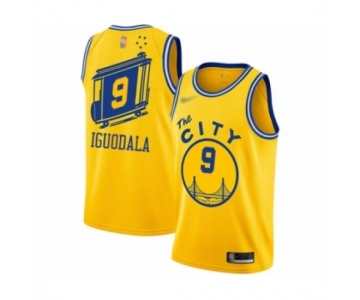 Men's Golden State Warriors #9 Andre Iguodala Authentic Gold Hardwood Classics Basketball Jersey - The City Classic Edition