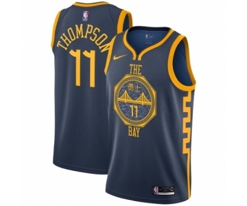 Men's Nike Golden State Warriors #11 Klay Thompson Authentic Navy Blue NBA Jersey - City Edition