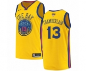 Men's Nike Golden State Warriors #13 Wilt Chamberlain Authentic Gold 2018 NBA Finals Bound NBA Jersey - City Edition