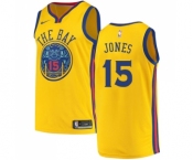 Men's Nike Golden State Warriors #15 Damian Jones Authentic Gold NBA Jersey - City Edition