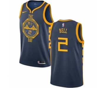 Men's Nike Golden State Warriors #2 Jordan Bell Authentic Navy Blue NBA Jersey - City Edition