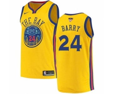 Men's Nike Golden State Warriors #24 Rick Barry Authentic Gold 2018 NBA Finals Bound NBA Jersey - City Edition