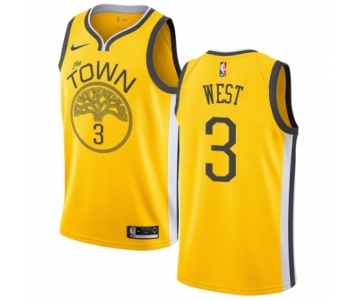 Men's Nike Golden State Warriors #3 David West Yellow Swingman Jersey - Earned Edition