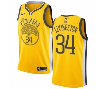 Men's Nike Golden State Warriors #34 Shaun Livingston Yellow Swingman Jersey - Earned Edition
