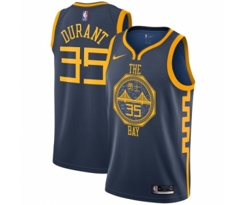 Men's Nike Golden State Warriors #35 Kevin Durant Authentic Navy Blue NBA Jersey - City Edition