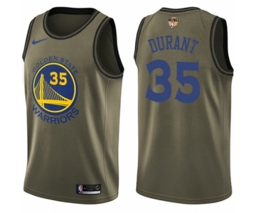 Men's Nike Golden State Warriors #35 Kevin Durant Swingman Green Salute to Service 2018 NBA Finals Bound NBA Jersey