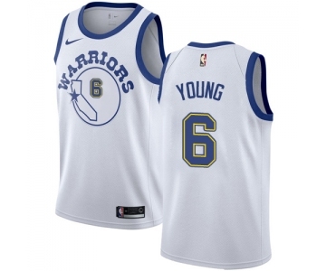 Men's Nike Golden State Warriors #6 Nick Young Swingman White Hardwood Classics NBA Jersey