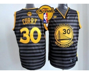 NBA Golden State Warrlors #30 Stephen Curry Black Grey Groove The Finals Patch Stitched Jerseys