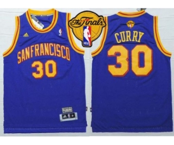 NBA Golden State Warrlors #30 Stephen Curry Blue Throwback San Francisco The Finals Patch Stitched Jerseys
