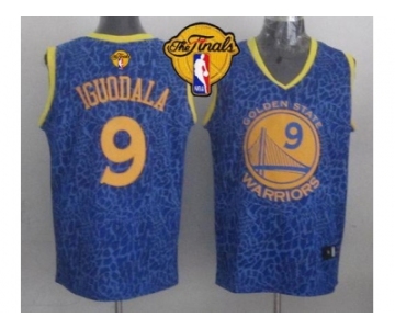 NBA Golden State Warrlors #9 Andre Iguodala Blue Crazy Light The Finals Patch Stitched Jerseys