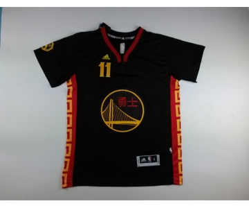 nba jerseys golden state warriors #11 thompson black[2015 armorslays]