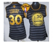NBA Women Warriors #30 Stephen Curry Black Grey The Finals Patch Groove Stitched Jerseys