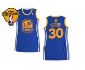 NBA Women Warriors #30 Stephen Curry Blue The Finals Patch Dress Stitched Jerseys