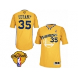 Women's Adidas Golden State Warriors #35 Kevin Durant Authentic Gold Alternate 2017 The Finals Patch NBA Jersey