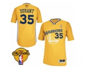 Women's Adidas Golden State Warriors #35 Kevin Durant Authentic Gold Alternate 2017 The Finals Patch NBA Jersey