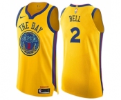 Women's Nike Golden State Warriors #2 Jordan Bell Swingman Gold NBA Jersey - City Edition