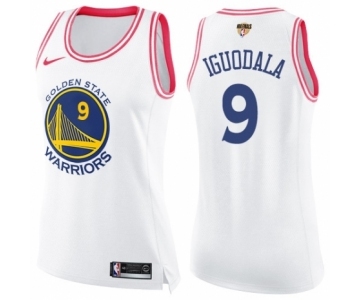 Women's Nike Golden State Warriors #9 Andre Iguodala Swingman WhitePink Fashion 2018 NBA Finals Bound NBA Jersey