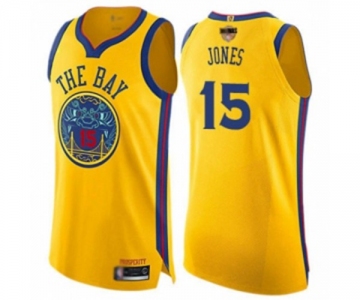 Youth Golden State Warriors #15 Damian Jones Swingman Gold 2019 Basketball Finals Bound Basketball Jersey - City Edition