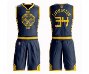Youth Golden State Warriors #34 Shaun Livingston Swingman Navy Blue Basketball Suit 2019 Basketball Finals Bound Jersey - City Edition
